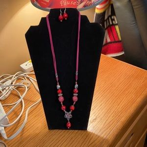 Necklace and earrings unique beads